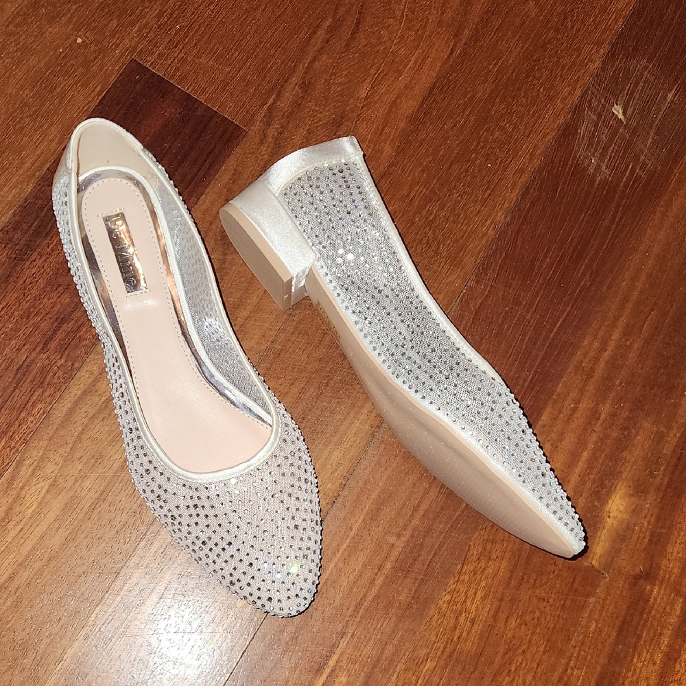 Be Mine Silver Sparkle Flats